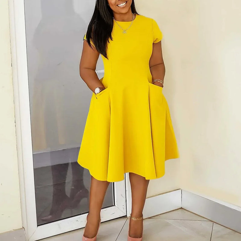 L-4XL Plus Size Clothes Dresses Women Robes Spring Summer Short Sleeve Street Style Casual 3XL Big Size Oversized Midi Dress