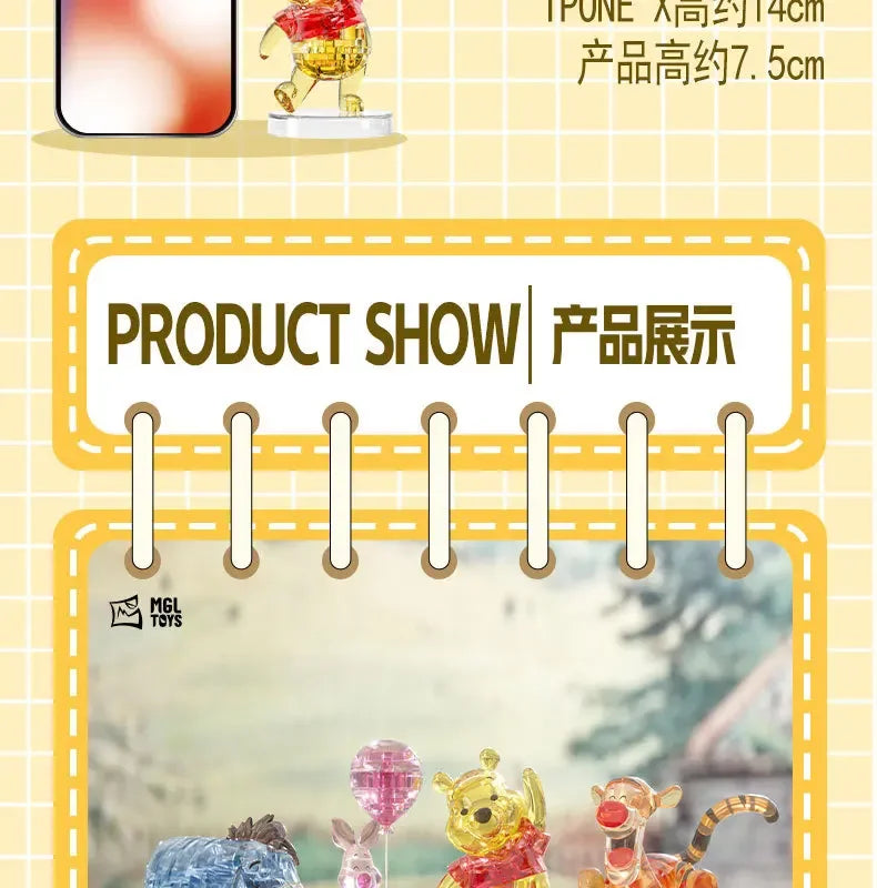 Disney Winnie the Pooh Crystal Building Blocks Winnie the Pooh Bear Table Decoration Adult Toys Children Gifts