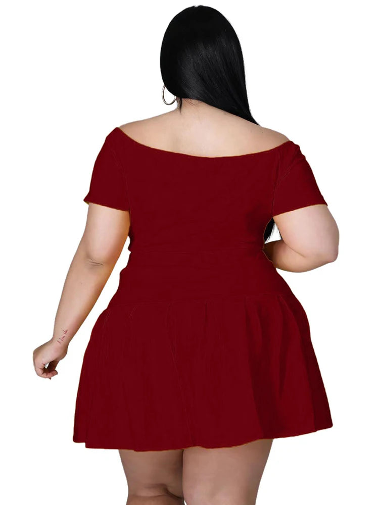 5xl Plus Size Women Clothing Wholesale Summer Outfits Crop Tops and Pleated Skirt Tracksuit Sweet Dress Suits Dropshipping