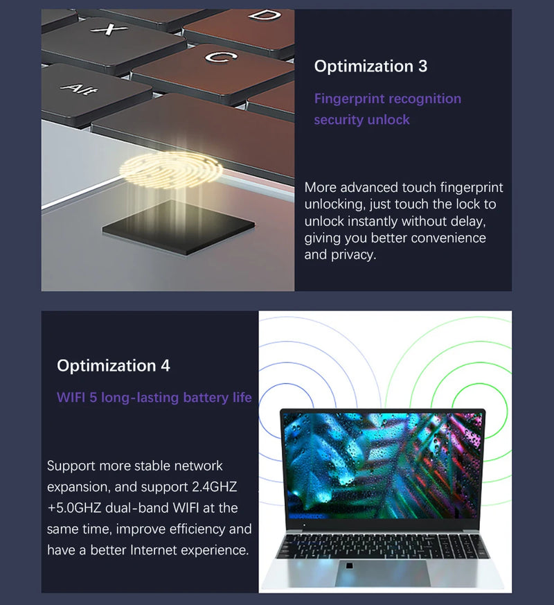 Ultrabook Laptop 15.6 inch AMD R7 4700U Backlit Keyboard Windows11 32GB DDR4 2TB Fingerprint Unlock Gaming Laptop Computer