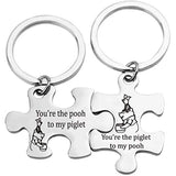 Best Friends Keychain Set Friendship Gift Winnie The Pooh Piglet Gift Winnie The Pooh Jewelry Puzzle Keychain Couple Gifts