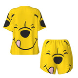 Custom Winnie The Pooh Pajama Sets Womens 2 Piece Short Sleeve Pjs Shorts Sleepwear