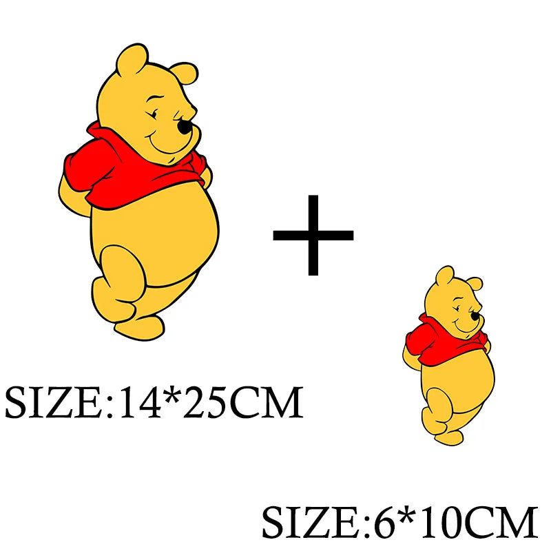 Winnie the Pooh Bear Cartoon Patches for Clothes Heat Transfer Thermal Stickers DIY Kids T shirt Iron on for Women Appliqued