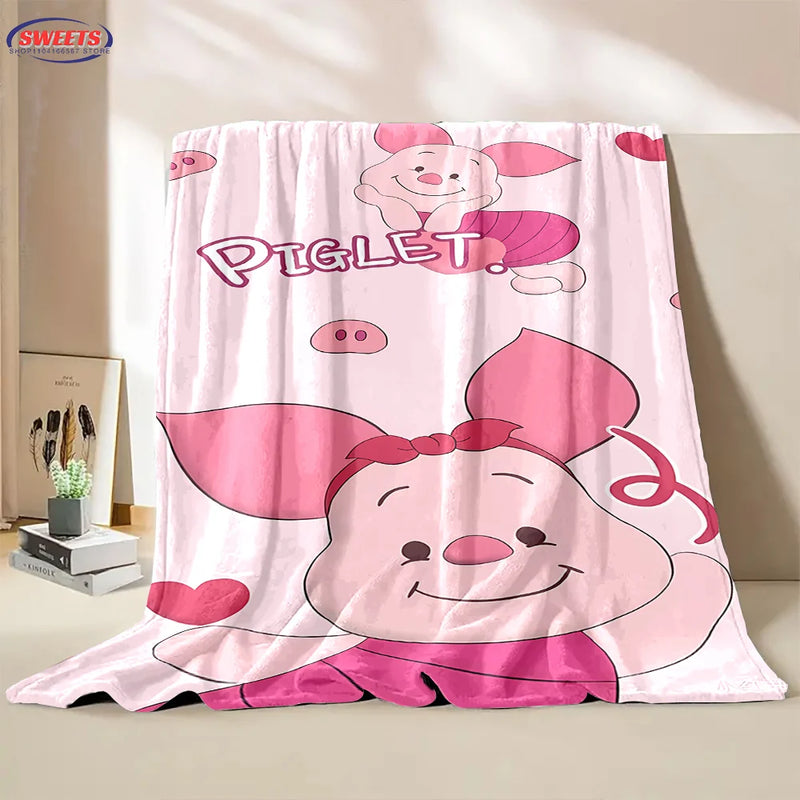 3D Winnie the Pooh Piglet  Cartoon Flannel Blanket for Bed Bedroom Sofa Picnic,Throw Blanket for Cover Outdoor Leisure Nap Gifts