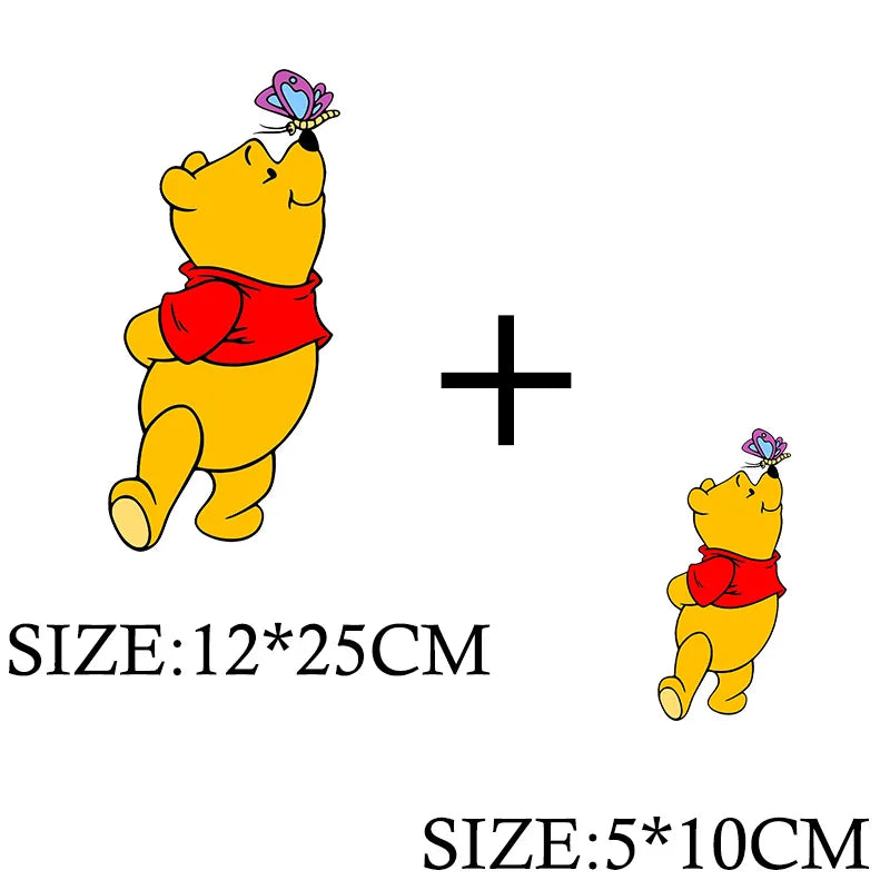 Winnie the Pooh Bear Cartoon Patches for Clothes Heat Transfer Thermal Stickers DIY Kids T shirt Iron on for Women Appliqued