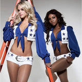 Sexy Cowboys Cheerleader Costume Women Adult High School Girl Cheerleading Sports Meeting Uniform Top Amp Shorts Set Carnival