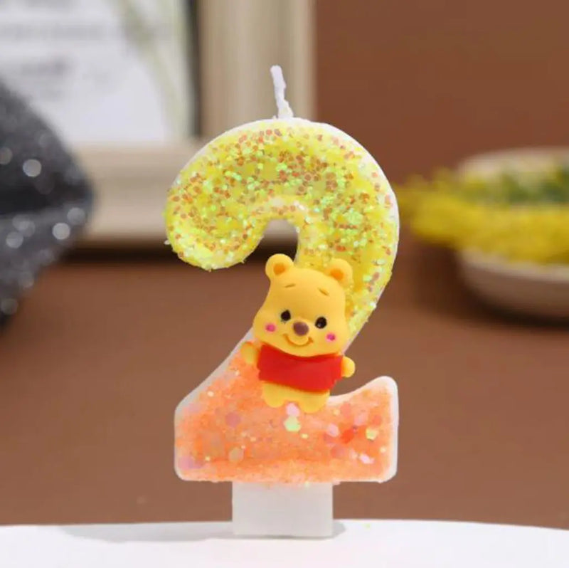 Winnie the Pooh Baby Candle Happy Birthday Number 0-9 Candles Cartoon Cake Cupcake Topper Party Decoration Supplies DIY Gifts