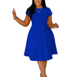 L-4XL Plus Size Clothes Dresses Women Robes Spring Summer Short Sleeve Street Style Casual 3XL Big Size Oversized Midi Dress