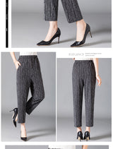 XL-8XL Plus Size Women Harem Pants Casual Elastic High Waist Pants Print Middle Aged Women Loose Straight Pants Mom Trousers