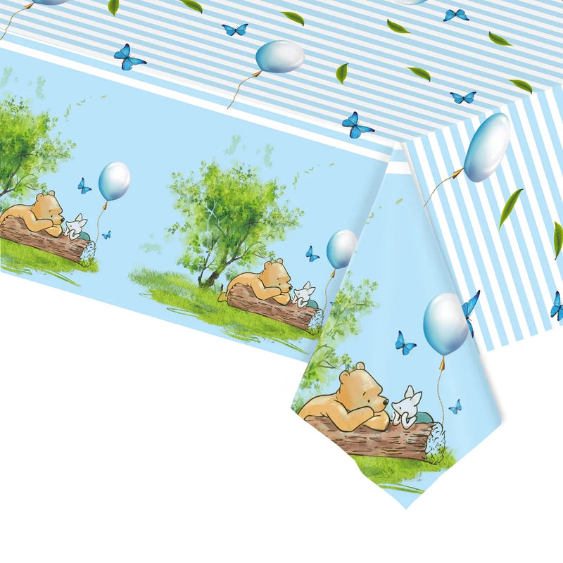 Winnie the Pooh Party Tablecloth Kids Birthday Supplies Winnie the Pooh  Decorations Tablecover for Boys Girls Baby Shower