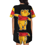 Custom Winnie The Pooh Pajama Sets Womens 2 Piece Short Sleeve Pjs Shorts Sleepwear