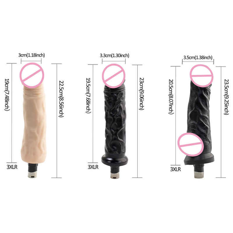 Fredorch Sex Machine Accessories 3XLR Connector Big Dildo Skin Color Dildo Vibrating Dildo Bendable Dildo Heated Dildo Vagina