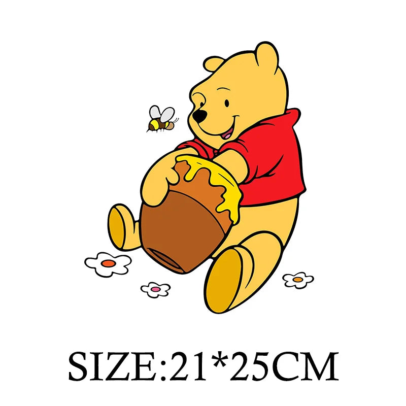 Winnie the Pooh Bear Cartoon Patches for Clothes Heat Transfer Thermal Stickers DIY Kids T shirt Iron on for Women Appliqued