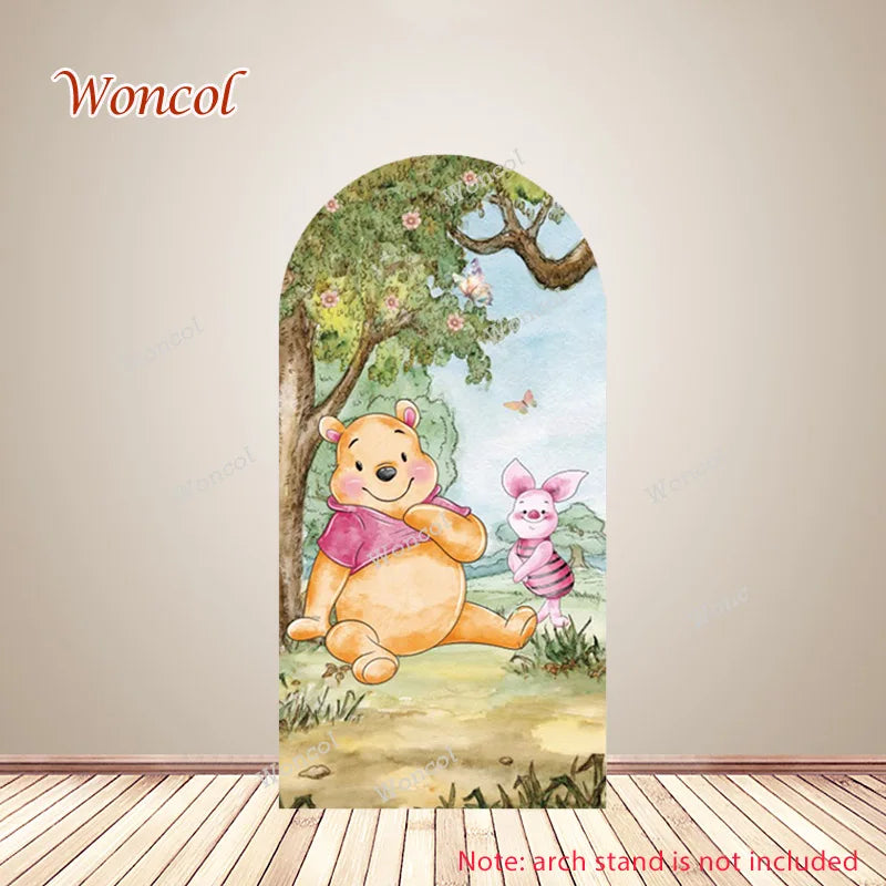 Winnie The Pooh Arch Cover Piglet Eeyore Tigger Pooh Birthday Backdrop Polyester Custom Winnie The Pooh Double-Sided Arch Cover