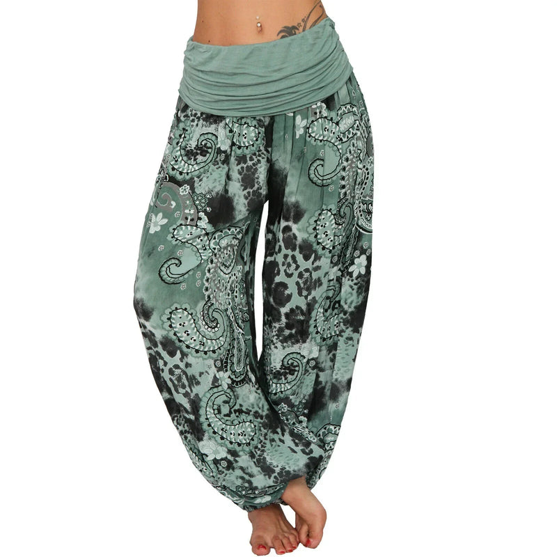 Plus Size 1XL-8XL Woman‘s Fashion  Multi-color Digital Printed Harem Pants Trousers Ladies Long Leg Wide Leg Pants Pants