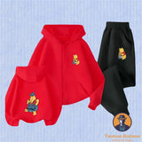 Winnie The Pooh Spring Autumn Cute 2Pcs Casual Hoodie+Pants Tracksuits 3-14 Years Boys Girls Outfits Children Clothes