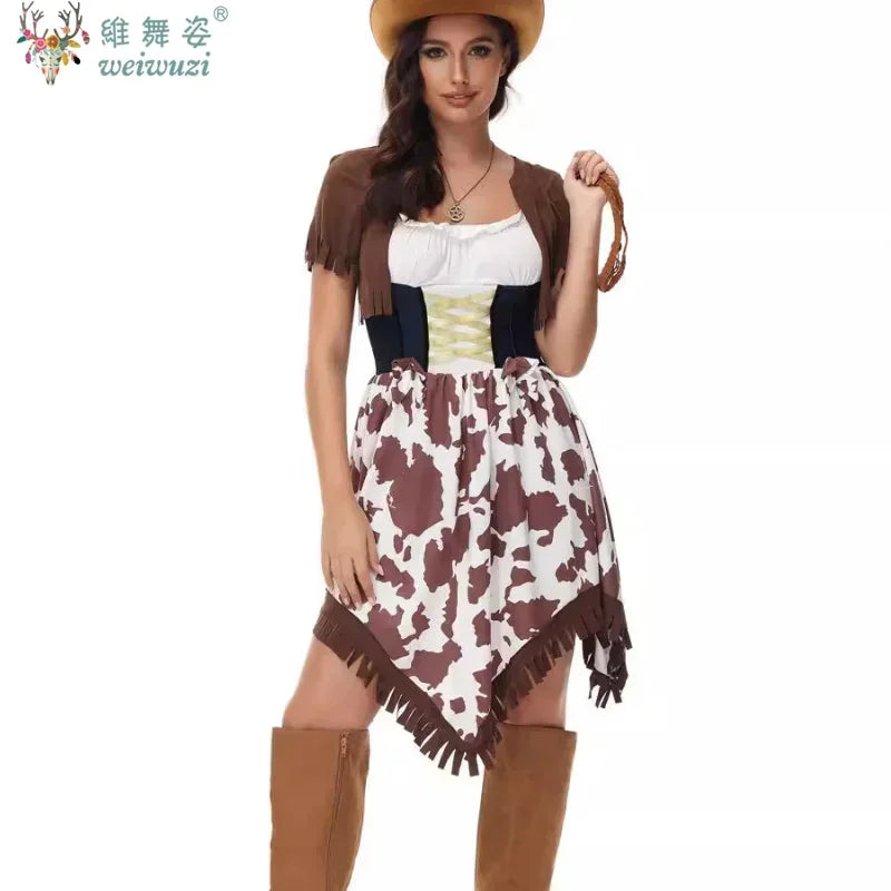Halloween Costume Adult Female Western Cowboy Costume Sexy Halloween Cosplay Masquerade Cosplay Costume Show Fancy Dress Pretty