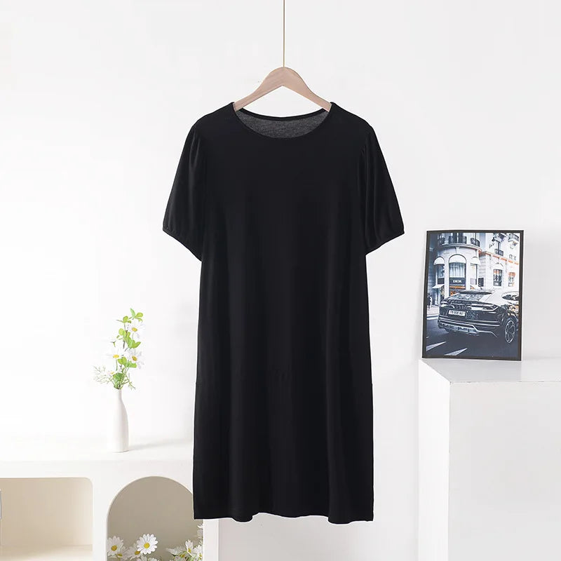 XL-8XL Plus Size Night Dress Woman New Short Sleeve Modal Sleepwear Women's Nightgowns Loose Comfort Night Wear Nightshirt