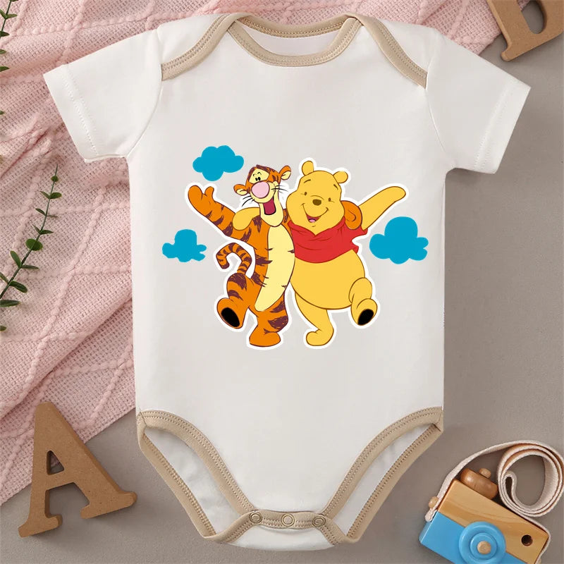 Winnie the Pooh MINISO 100% Cotton Jumpsuit Baby Cloths Onesie Bodysuit for 0 To 12 Months Newborn Best Cute Gift for Baby