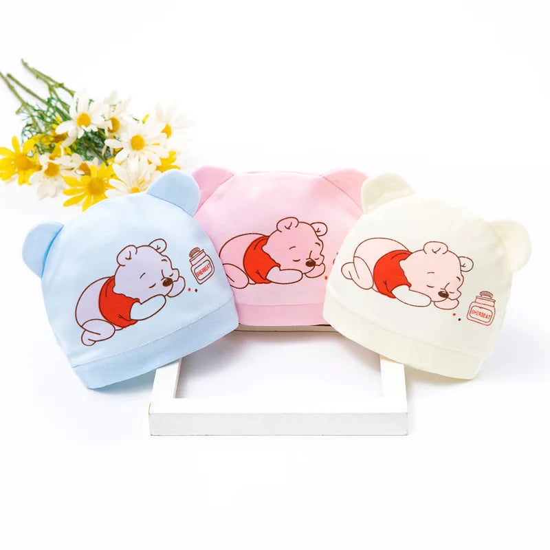 Cartoon Soft Cotton Newborn Hat Winnie the Pooh Baby Cap Summer Soft  newborn Baby Boys Girls Caps