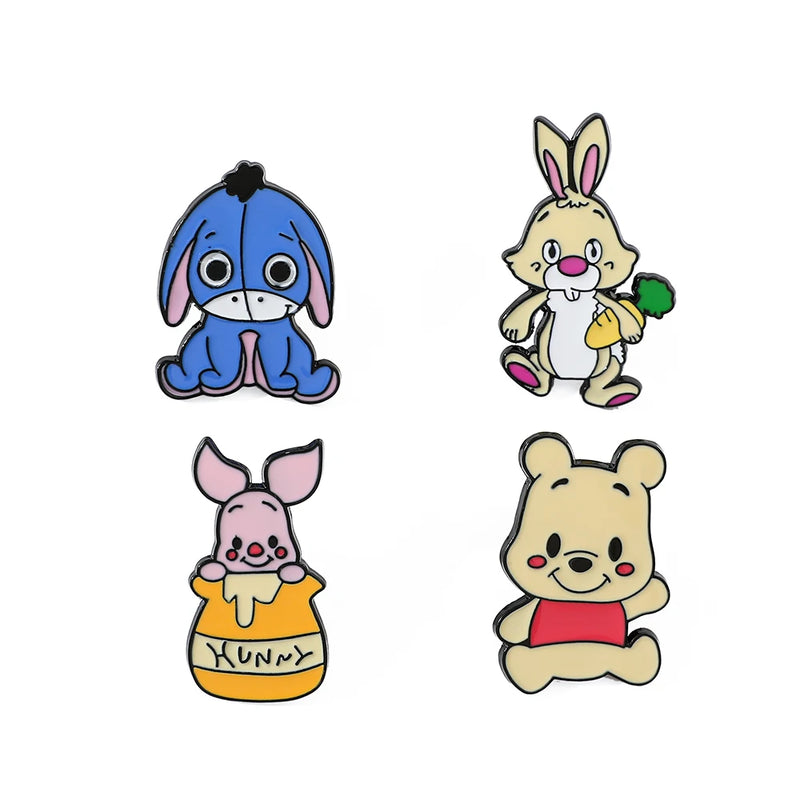 5 Pcs Cute cartoon soft Winnie the Pooh Brooch Winnie the Pooh and Tigger Metal Badges Bunny pin accessories