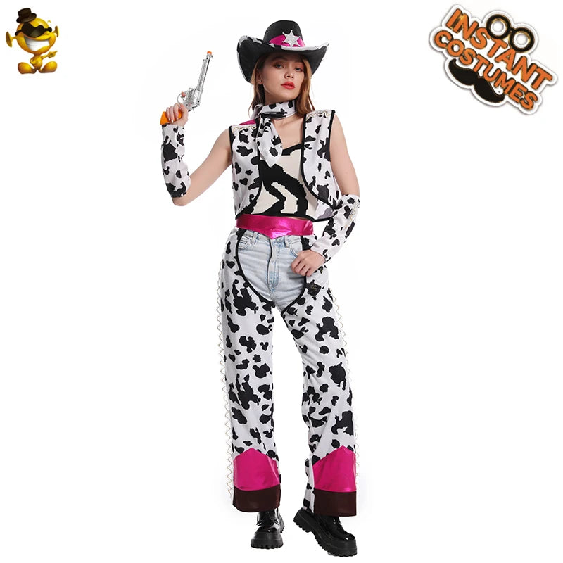 Women Cowboy Dress Western Cosgirl Costumes Adult Fancy Dress Up Carnival Masquerade Cosplay Party Outfits