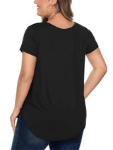 Plus Size 1XL-5XL Women Fashion Solid Ribbed T-Shirt Ladies Casual  V Neck Long Sleeve T-Shirt Women's Plus Size Clothing