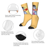 Winnie The Pooh Group Hug Socks Men Women Polyester Funny Happy Eeyore Piglet Tigger Harajuku Middle Tube Socks Gift Stockings