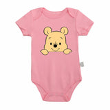 Cartoon Winnie the Pooh Print Baby Clothes Cotton Bodysuit Summer Short Sleeve Newborn Boys Girls Jumpusuit