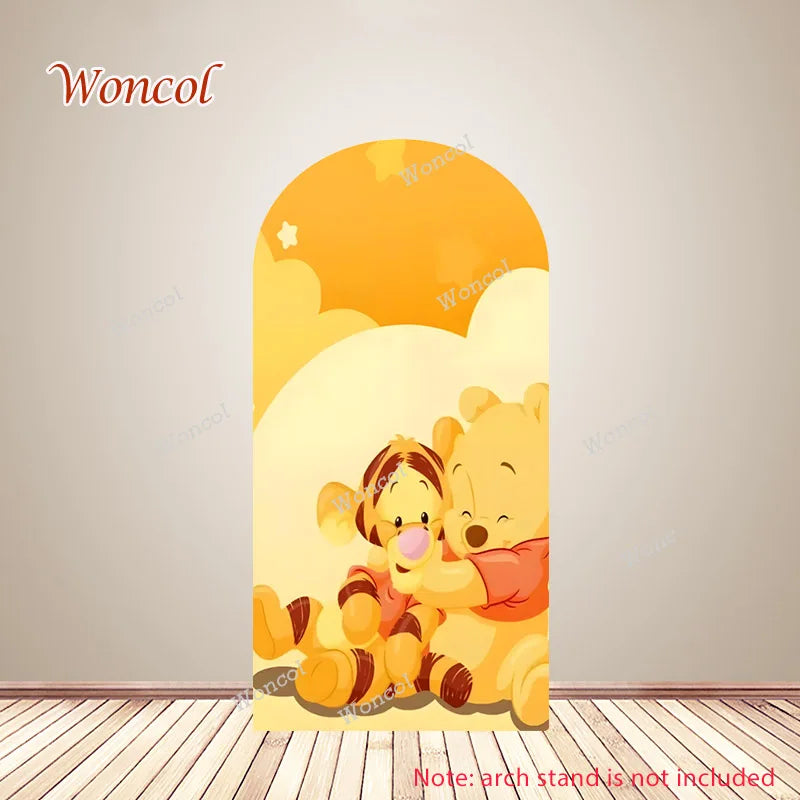 Winnie The Pooh Arch Cover Piglet Eeyore Tigger Pooh Birthday Backdrop Polyester Custom Winnie The Pooh Double-Sided Arch Cover