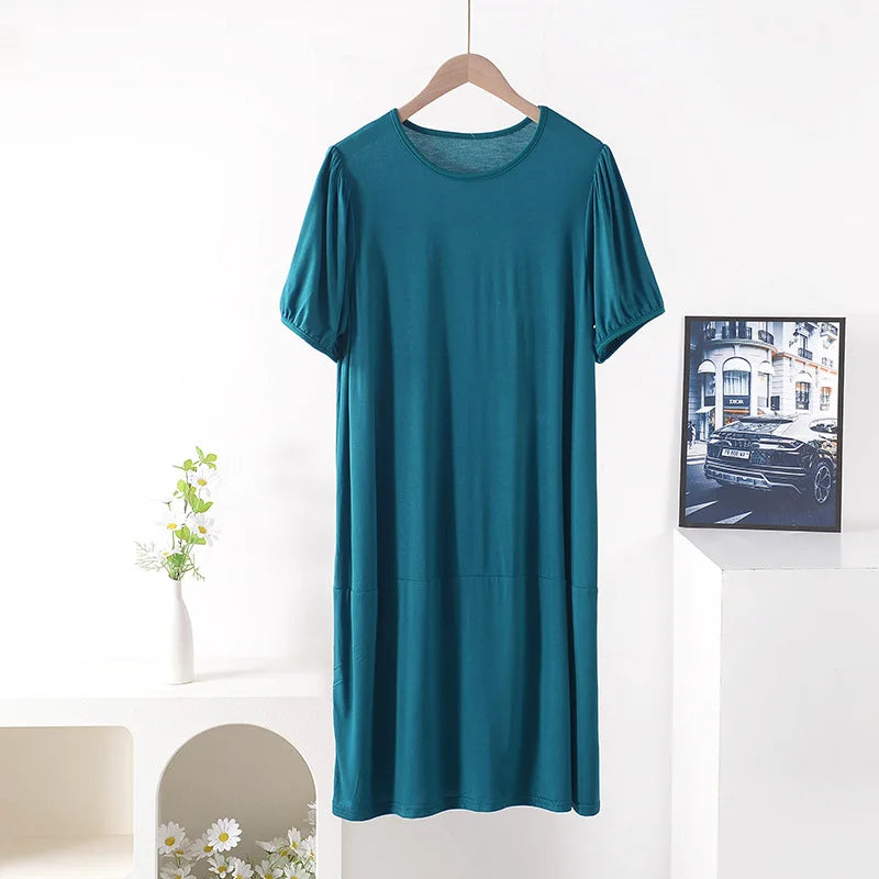 XL-8XL Plus Size Night Dress Woman New Short Sleeve Modal Sleepwear Women's Nightgowns Loose Comfort Night Wear Nightshirt