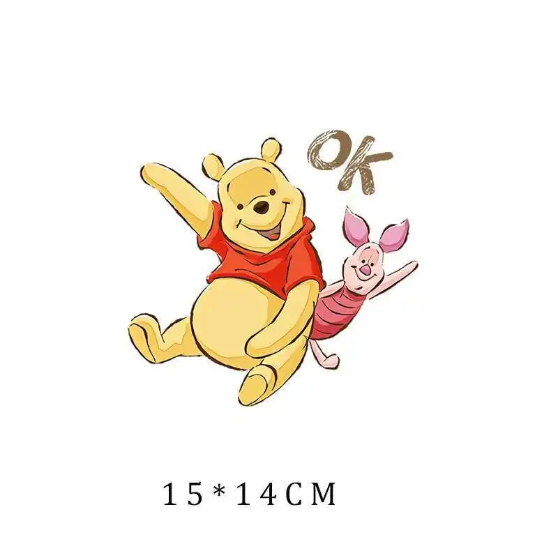 Miniso Co branded IP Winnie The Pooh Heat Transfer Clothes Stickers For Children Iron On Transfer Patches For Clothes Decor