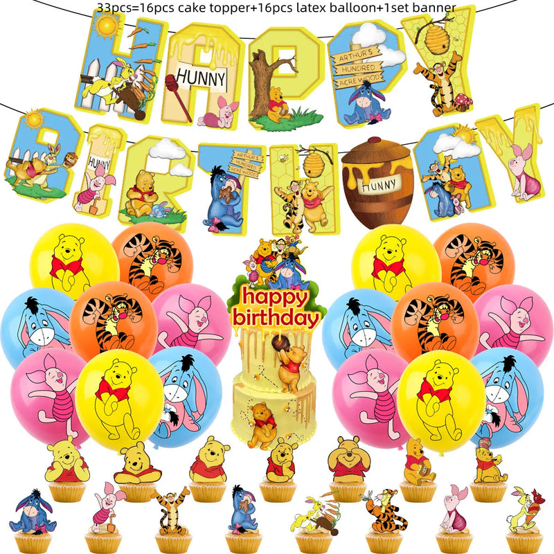 Disney Cartoon Winnie The Pooh Tablecloth Supplies Winnie The Pooh Party Disposable Table Cover Kids Birthday Party Decoration