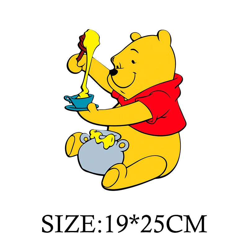Winnie the Pooh Bear Cartoon Patches for Clothes Heat Transfer Thermal Stickers DIY Kids T shirt Iron on for Women Appliqued