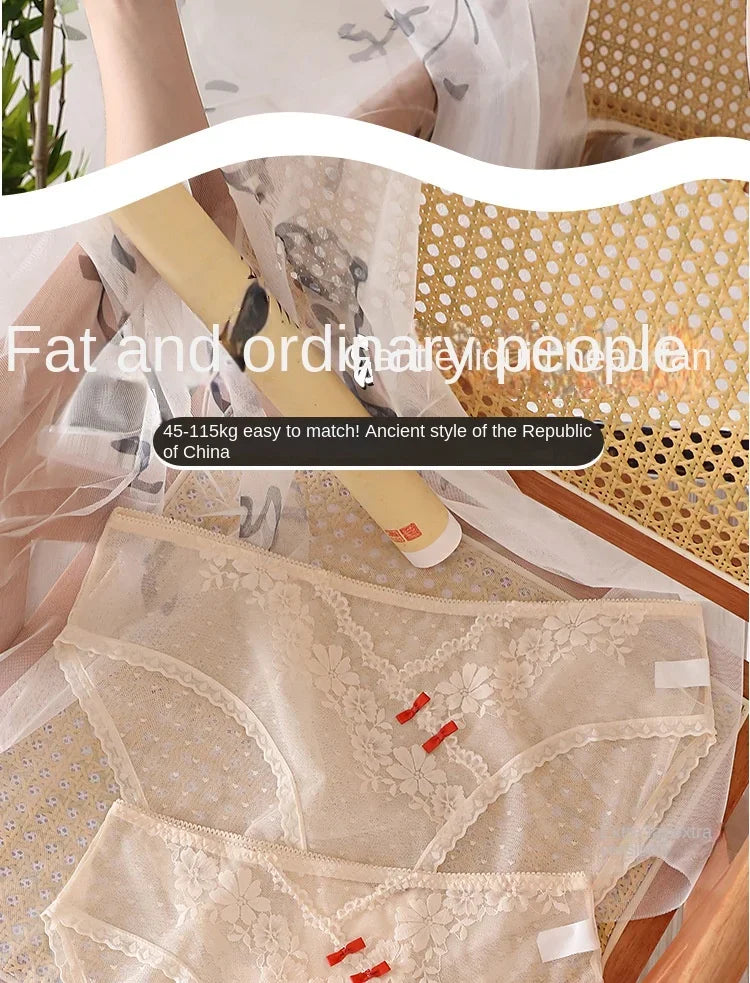 XL-5XL Women's Underwear Sexy Lace Panties Girls Flower Comfort Briefs Large Size Mid Waist Seamless Underpants Female Lingerie