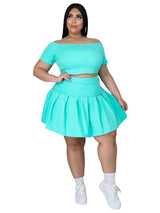 5xl Plus Size Women Clothing Wholesale Summer Outfits Crop Tops and Pleated Skirt Tracksuit Sweet Dress Suits Dropshipping