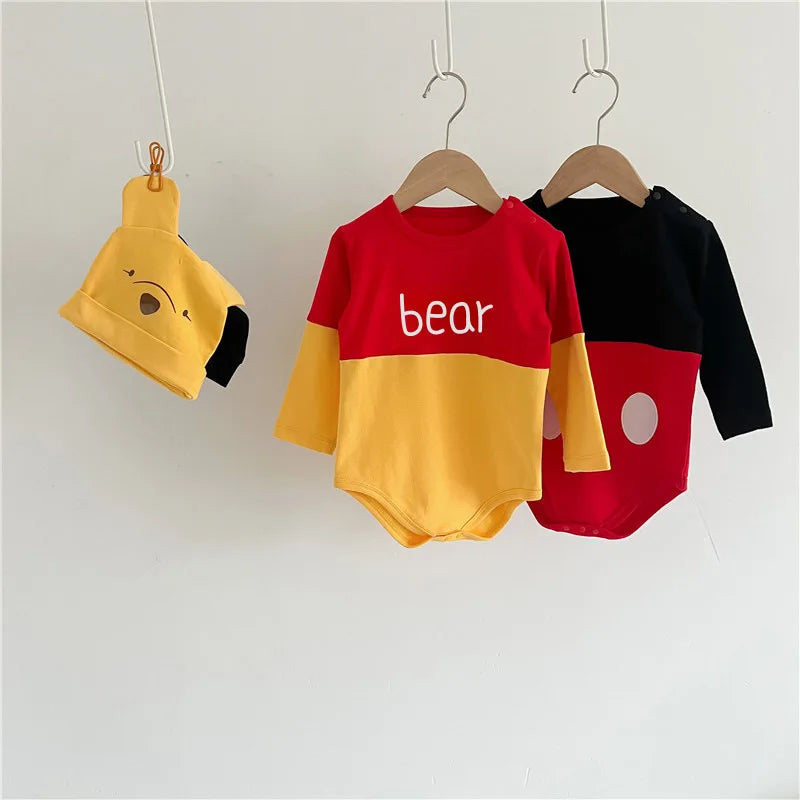 Winnie The Pooh Bear Baby Bodysuit Newborn Long Sleeve Romper Toddler Boys Girls Jumpsuit Clothes K3529