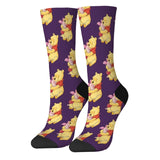 Novelty funny Winnie the Pooh print compression socks men's socks Harajuku retro soft and comfortable happy crazy party gift