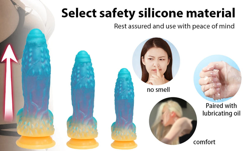 Luminous Fantasy Dildo Silicone Anal Monster Dildo Huge Thick Long Realistic Dragon Dildo Giant Soft Suction for Women Flexible