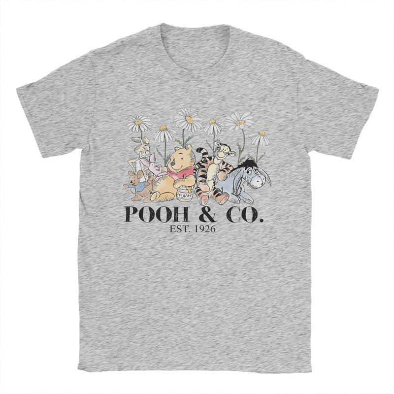 Winnie the Pooh Bear Friends EST 1926 T Shirts Men Cotton Male T-Shirt Round Neck Eeyore Tigger Piglet Tee Shirt merch Big Size