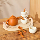 Wooden Afternoon Tea Set Toys,Early Educational Toys for Toddlers,Kitchen Accessories Afternoon Tea Party Food Play Girls Toys