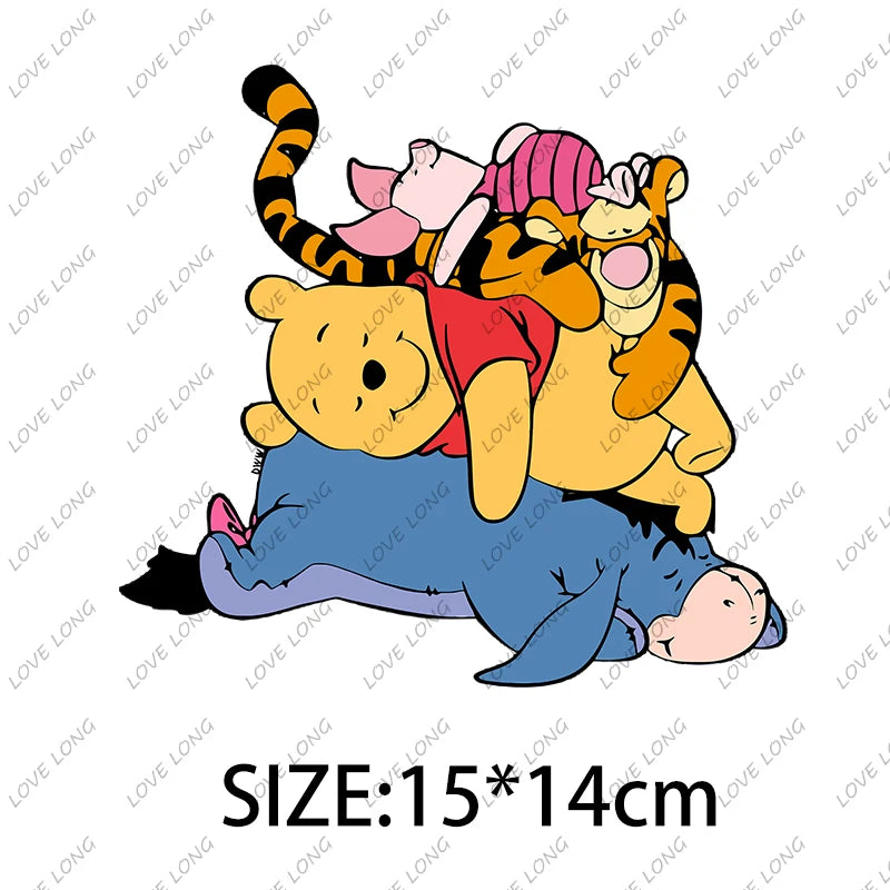 Winnie the Pooh  Clothing Thermoadhesive Patches High quality adhesive backing Iron-on Cartoon Stickers Cheap  DIY Appliques