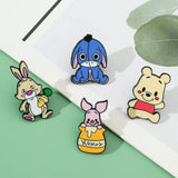 5 Pcs Cute cartoon soft Winnie the Pooh Brooch Winnie the Pooh and Tigger Metal Badges Bunny pin accessories