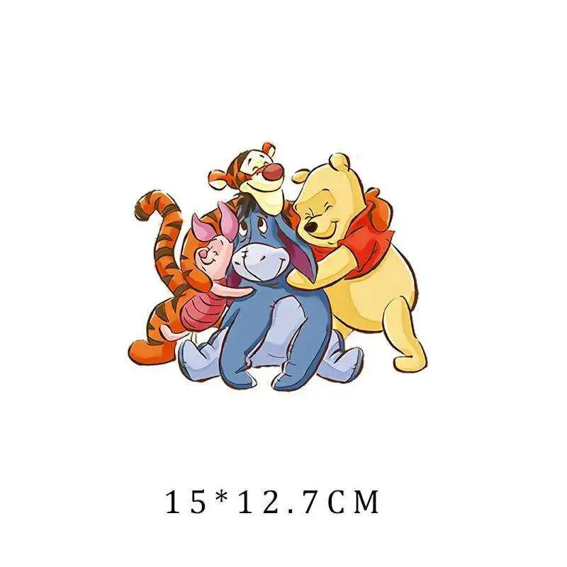 Miniso Co branded IP Winnie The Pooh Heat Transfer Clothes Stickers For Children Iron On Transfer Patches For Clothes Decor