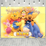 Custom Cartoon Winnie the Pooh Photography Background Personalized Name Children Birthday Decoration Party Supplies Banner