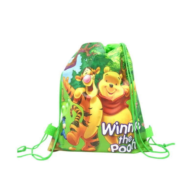 8/16/24/50PCS Winnie Pooh Decoration Birthday Party Beautiful Non-Woven Fabric Drawstring Gift Bags Birthday Supplies For Kids