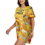 Custom Winnie The Pooh Pajama Sets Womens 2 Piece Short Sleeve Pjs Shorts Sleepwear