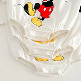 Newborn Baby Boys Girls Rompers+Sock+Hat 3pcs Set Cartoon Mickey Pooh Donald Duck Print Cotton Clothes Jumpsuit Infant Bodysuits