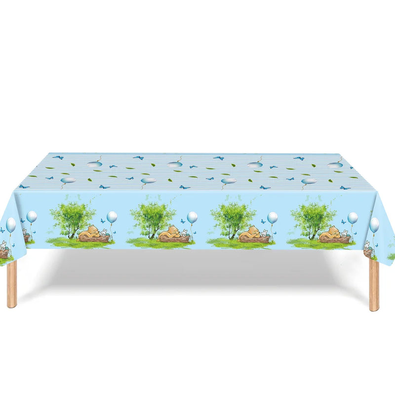 Winnie the Pooh Party Tablecloth Kids Birthday Supplies Winnie the Pooh  Decorations Tablecover for Boys Girls Baby Shower