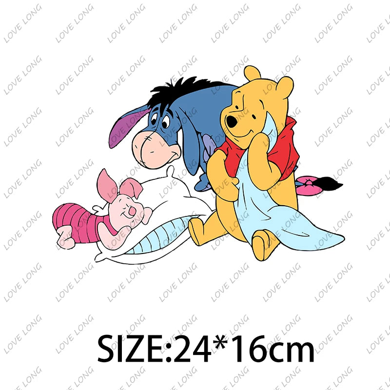 Winnie the Pooh  Clothing Thermoadhesive Patches High quality adhesive backing Iron-on Cartoon Stickers Cheap  DIY Appliques